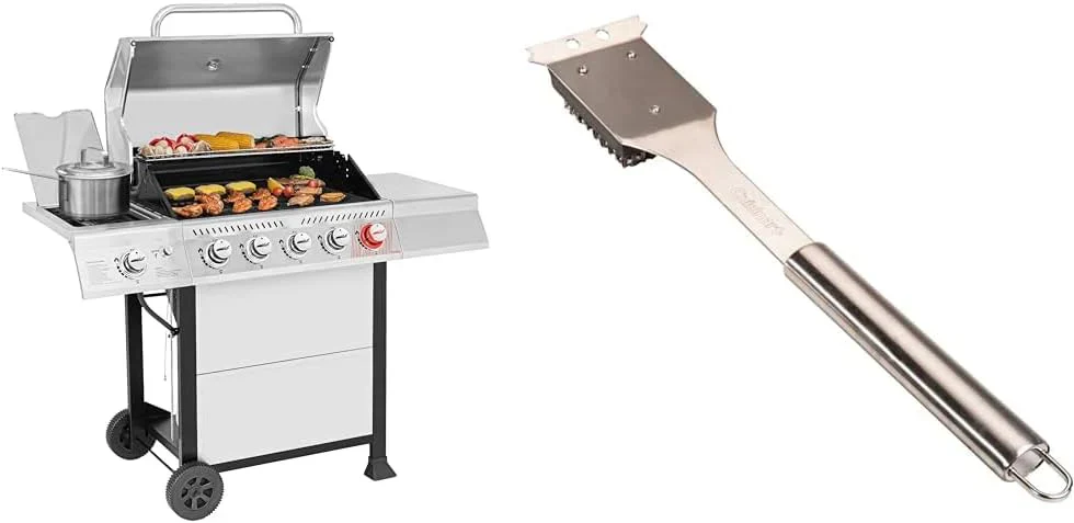 Barbecue à gaz propane Royal Gourmet GA5401T à 5 brûleurs avec brûleur de saisie et brûleur latéral en acier inoxydable