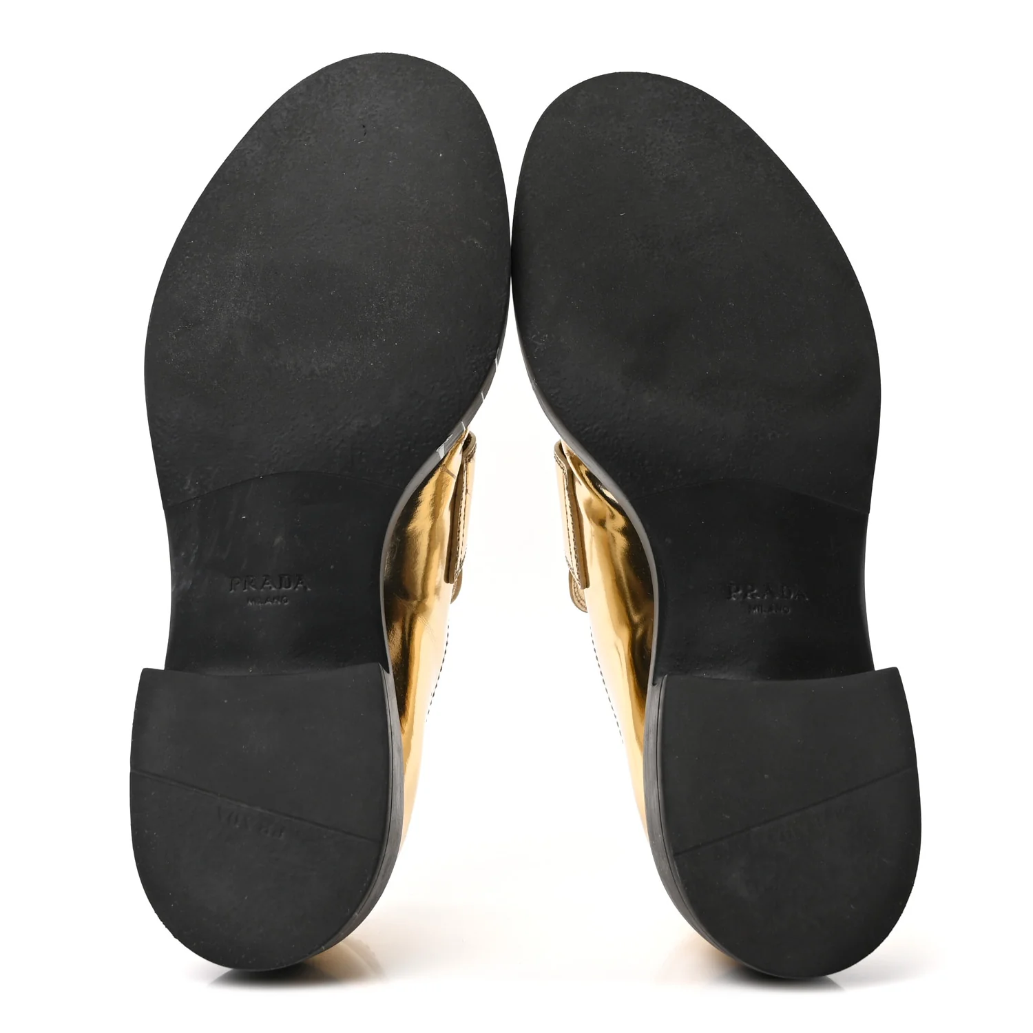 Metallic Brushed Calfskin Metal Triangle Logo 50mm Loafers 39.5 Platino