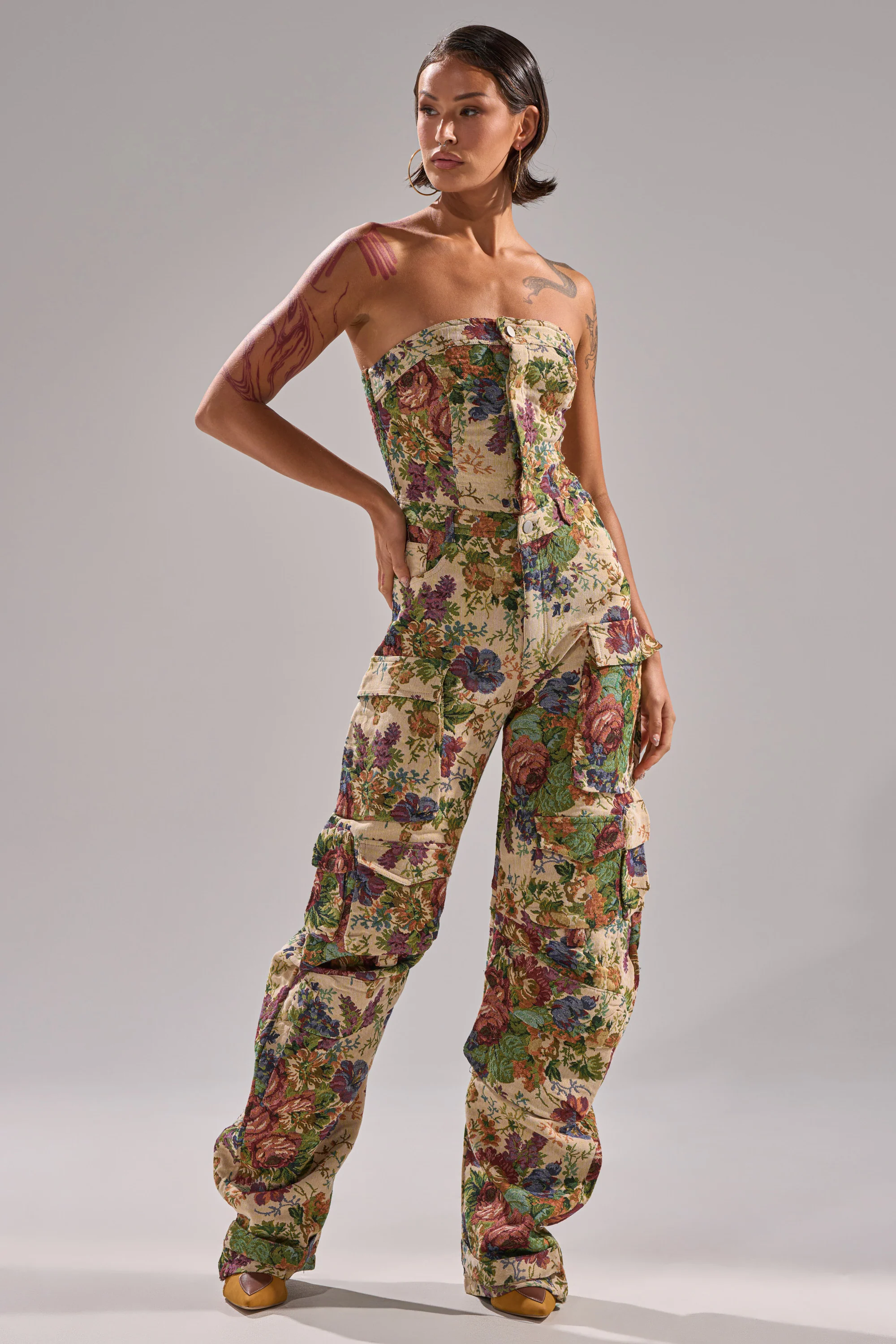 IN HER ELEMENT FLORAL WOVEN JUMPSUIT - Akira Store