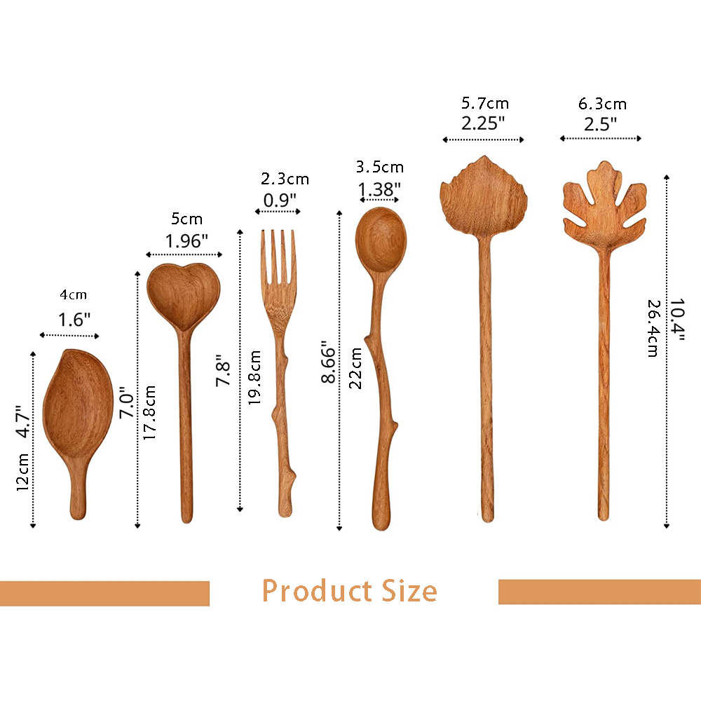 Wooden Spoons for Coffee Tea Sweet Snacks, Maple Leaf Shape Wooden Spoon Irregular Wooden Spoon
