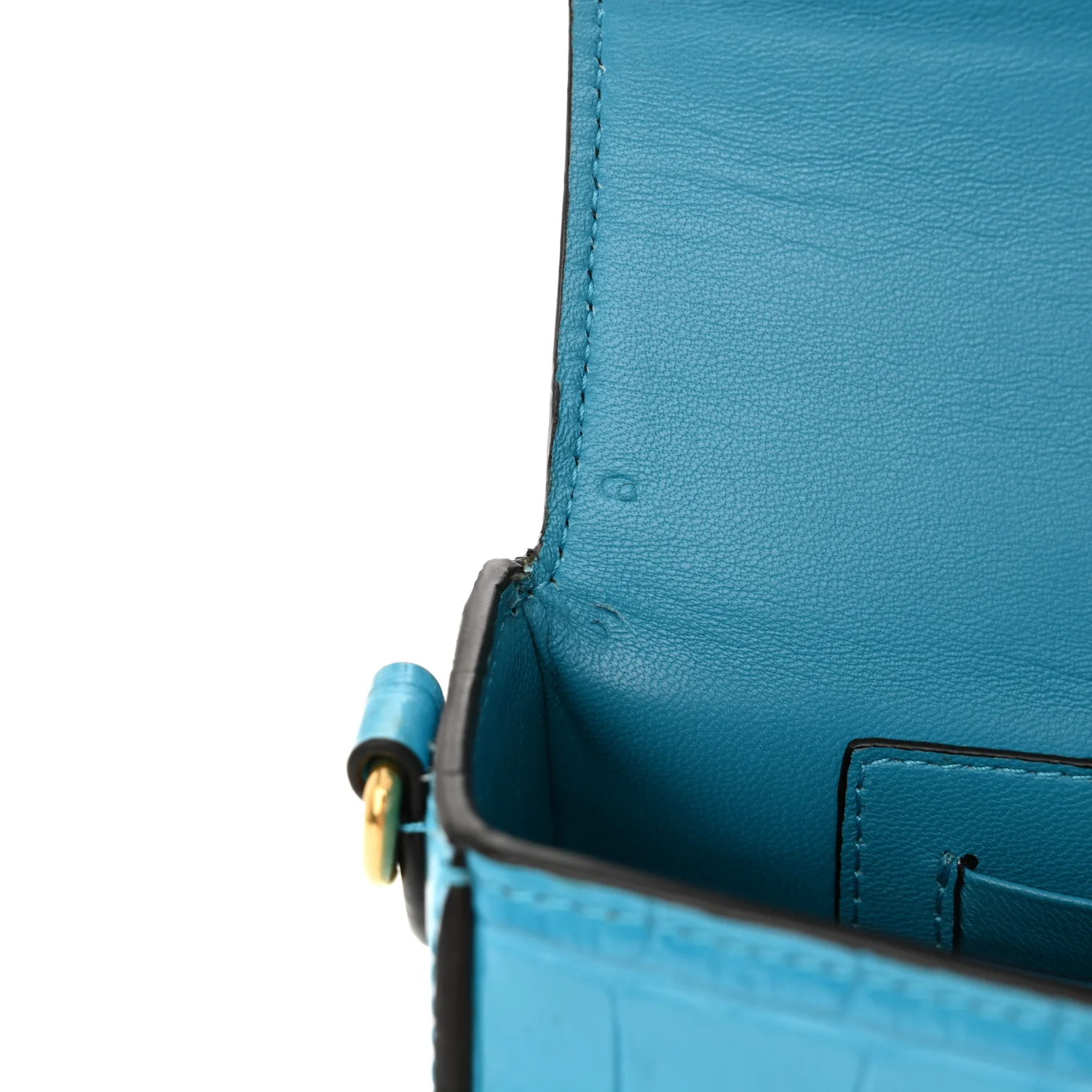 Deep Calfskin Crocodile Embossed Small Darley Azure