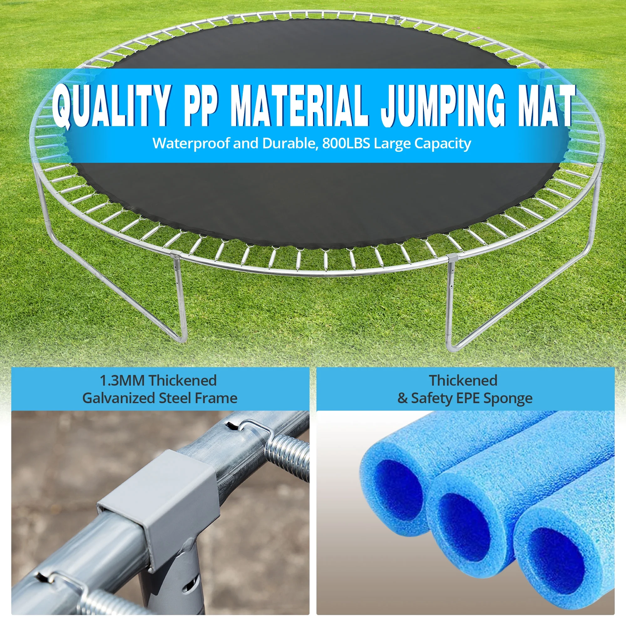 14FT Trampoline for Kids, Trampoline with Basketball HoopSafety Enclosure Net, 880LBS Capacity 4 Kids, Waterproof Mat and Ladder, Outdoor Backyard Trampoline - Image 6