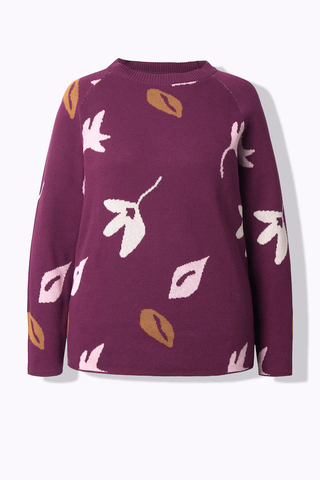 Eco Cotton Leaf Pattern Long Sleeve Sweater