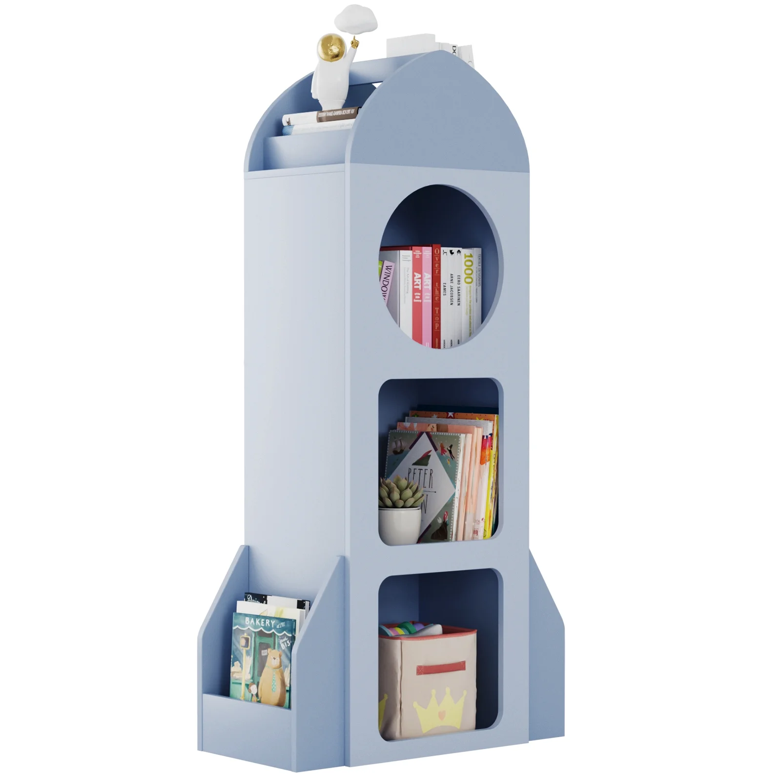 Kids Bookshelf 3-Tier Wooden Kids Bookcase with Toy Storage for Bedroom, Playroom, Nursery, Blue(Blue) - Image 5
