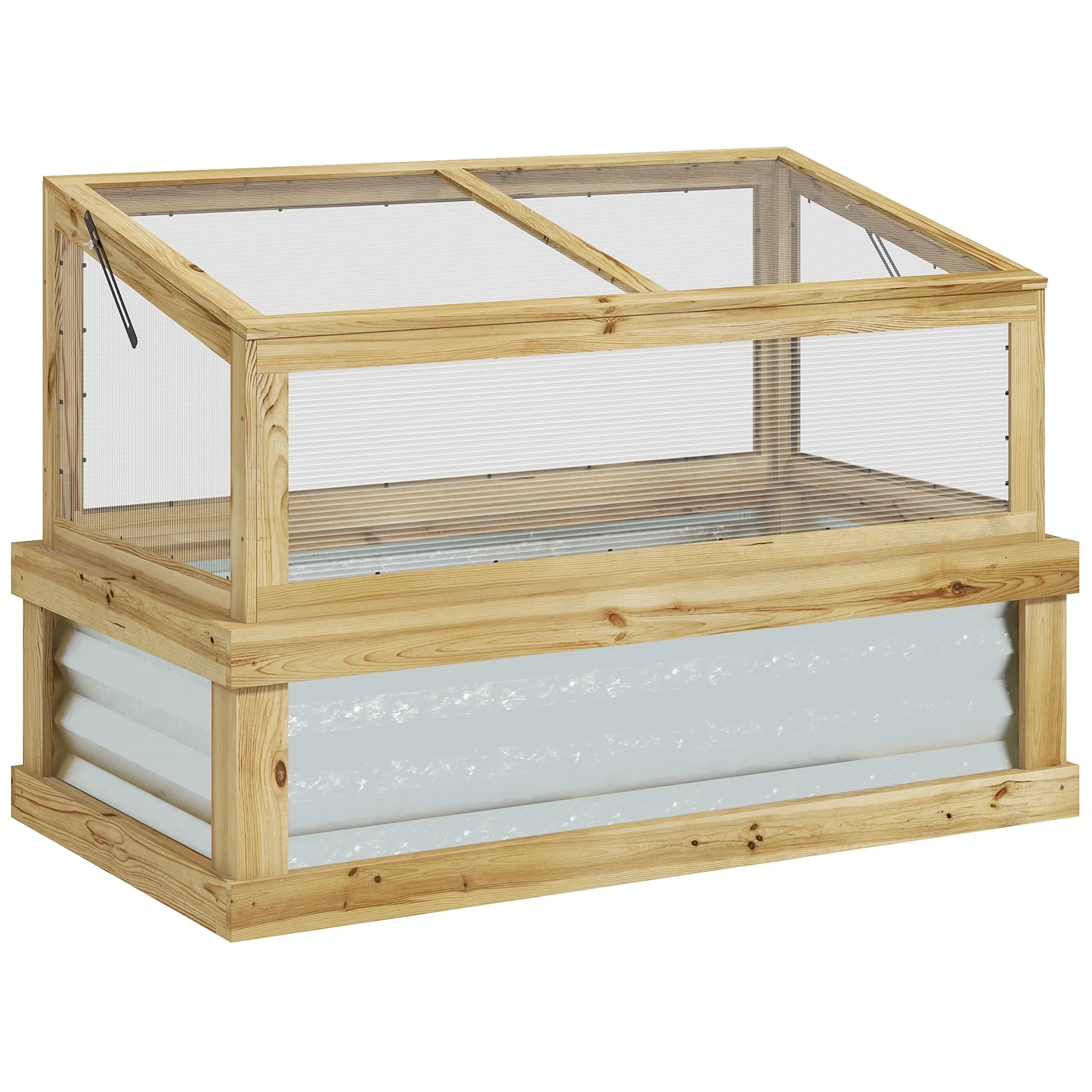 Outsunny Raised Garden Bed with Wooden Cold Frame, 41 x 22.5 x 28.25