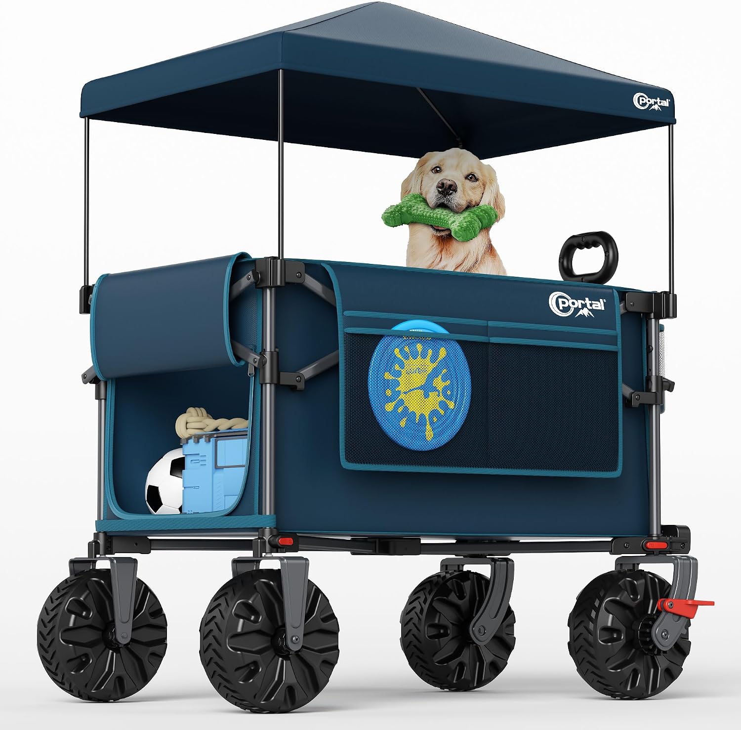 Portal 350L Collapsible Wagon Cart with Removable Canopy, 270LB Cart Blue