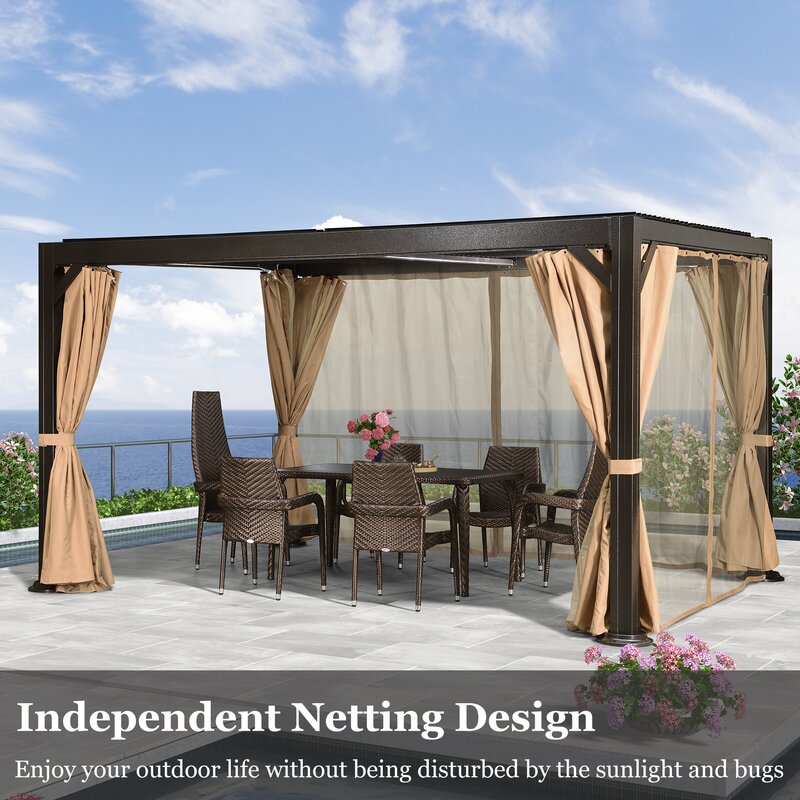 💥Liquidation🔥Pergola en aluminium 13 pi L x 10 pi P (Possibilité d'assemblage libre)
