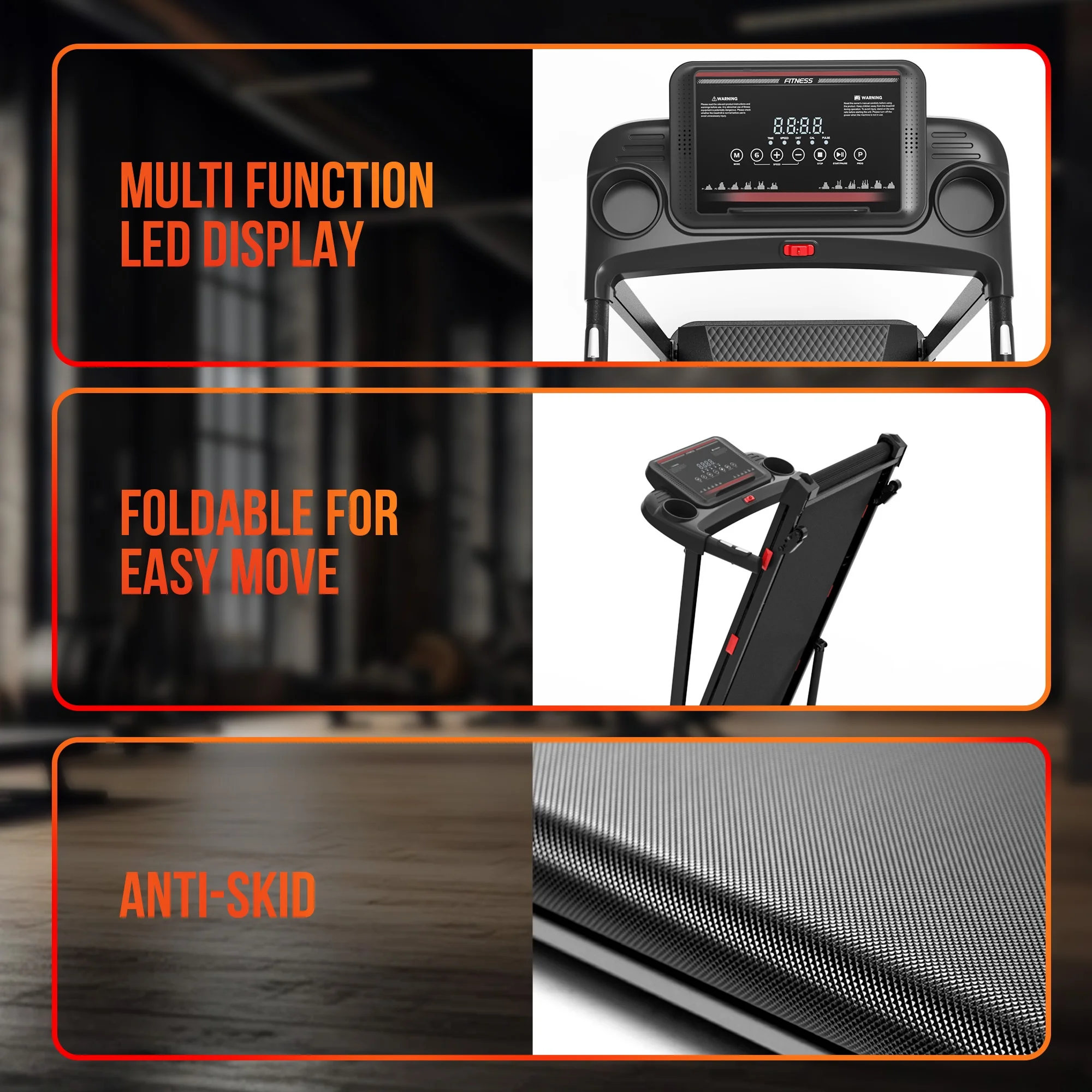 Cardio Flex Foldable Treadmill with Incline, Hand Rails, and Remote Control