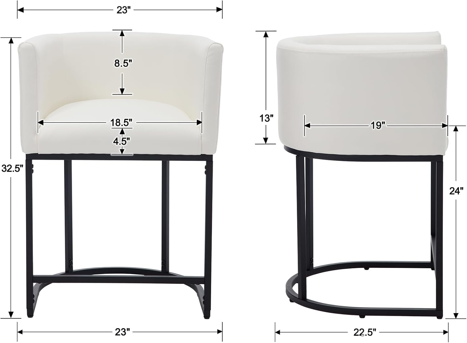 Modern Counter Height PU Leather Upholstered Bar Stools Set of 3, 24