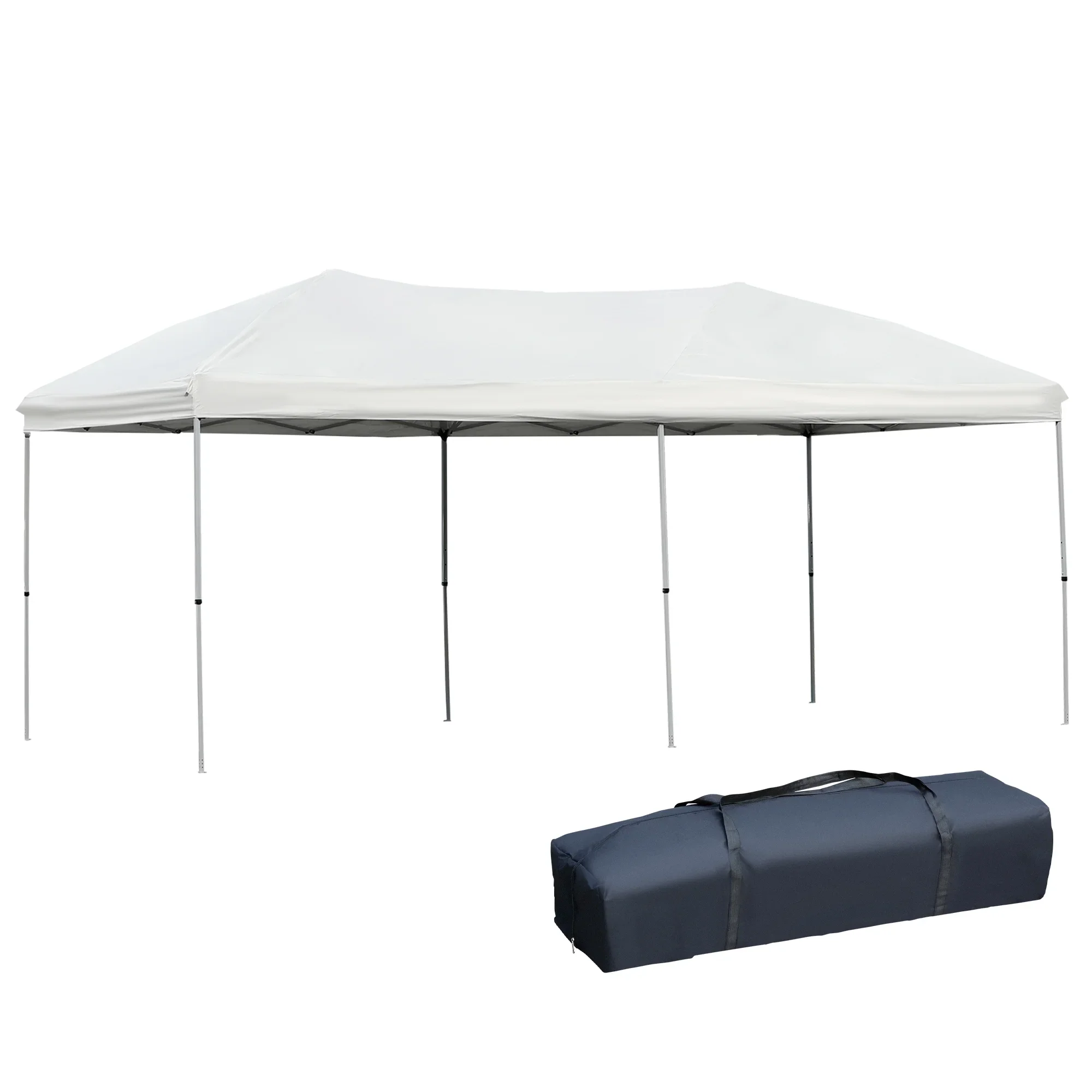 Outsunny 10' x 19' Pop Up Canopy with Easy Up Steel Frame, 3-Level Adjustable Height and Carrying Bag, Sun Shade Event Party Tent for Patio, Backyard, Garden, Blue