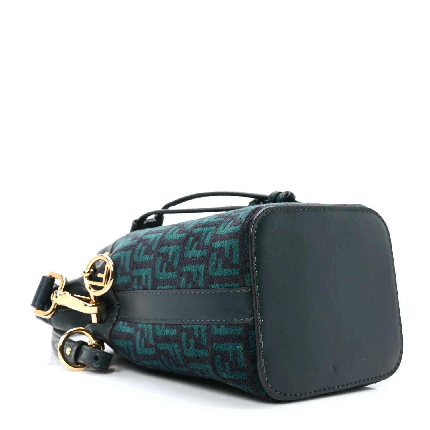 Chenille Vitello F is Fendi Micro FF Mini Mon Tresor Bucket Bag Verde Inglese