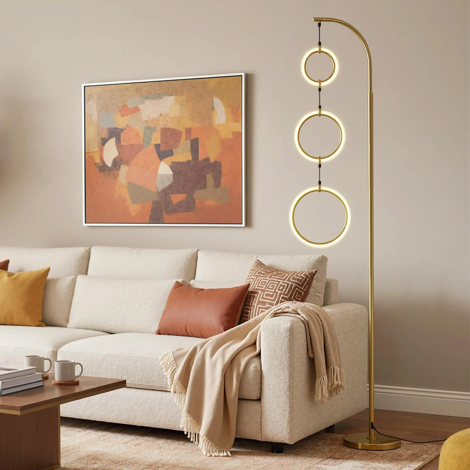 Tangkula 3-Light Floor Lamp Freestanding Industrial Tree Lamp