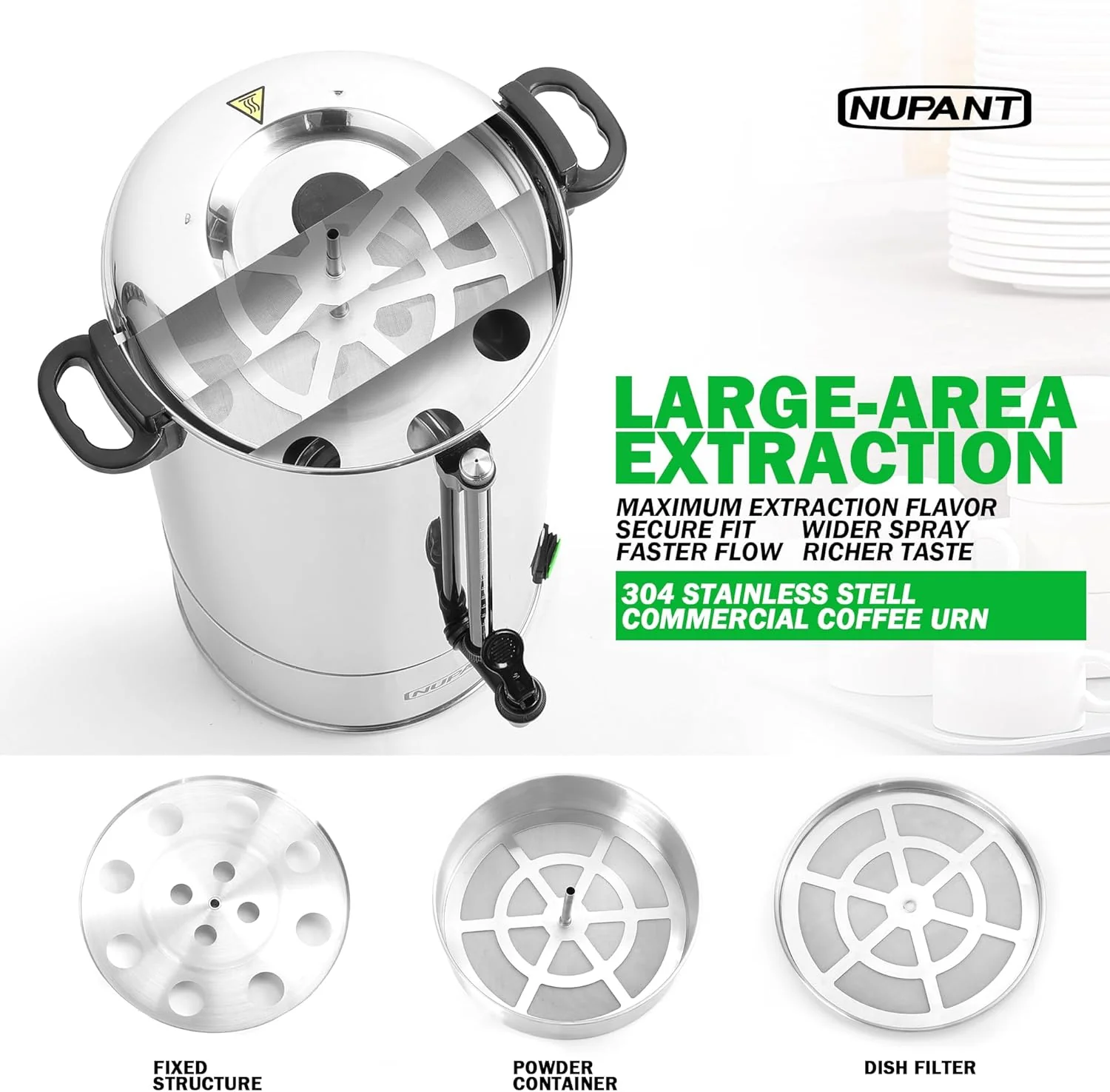 Cafetière professionnelle 100 tasses, 15 L, acier inoxydable 304