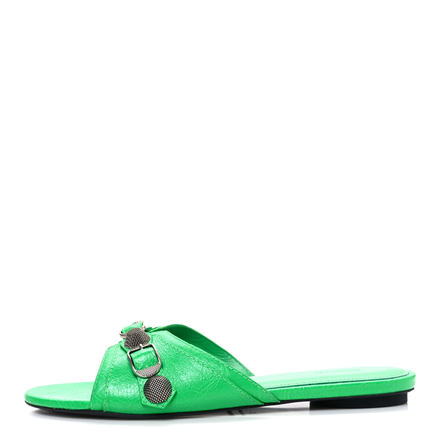 Agneau Arena Cagole Flat Slide Sandals 37 Vivid Green