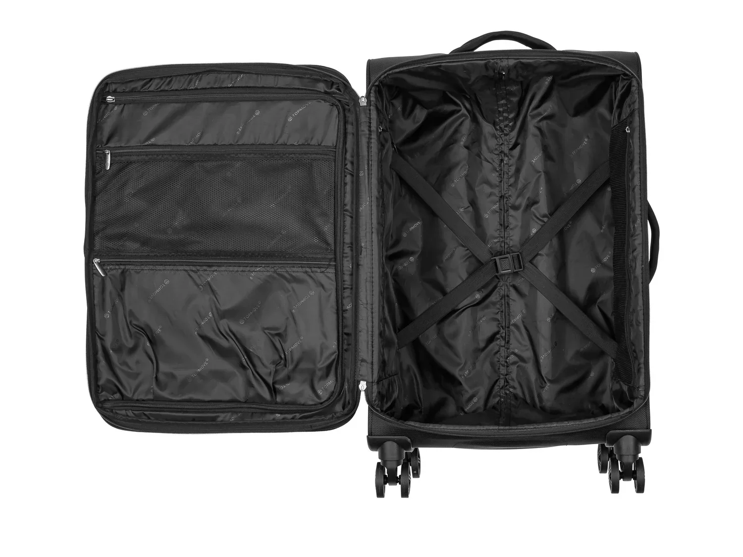 TOPMOVE Set de 2 valises cabine extensibles, 62-69 L et 96-108 L, noir