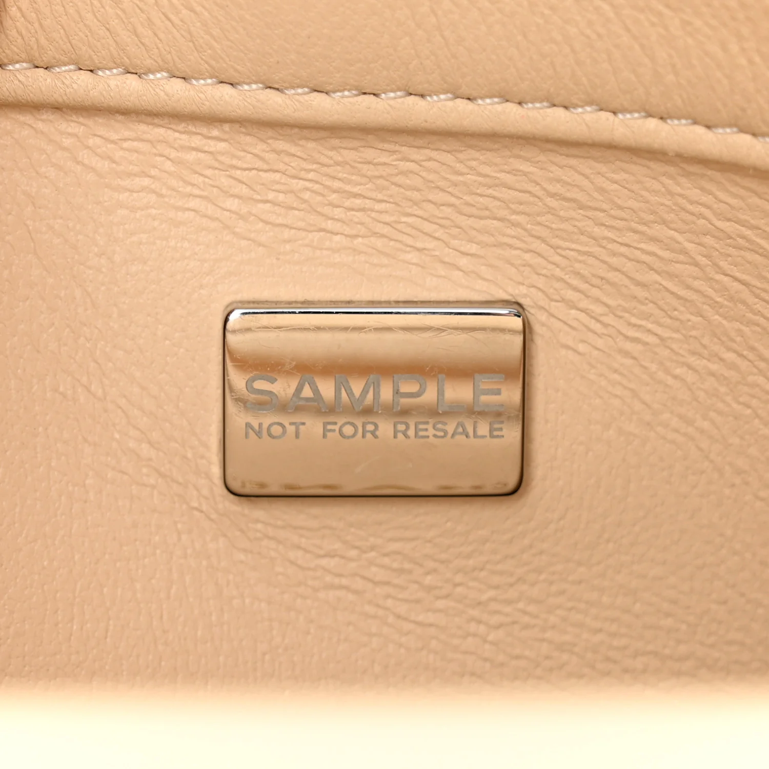 Lambskin Quilted Metal Enamel Chain Top Handle Square Flap Beige