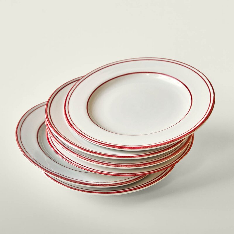 Bistro lunsjtallerken 21 cm 2 stk rød/hvit