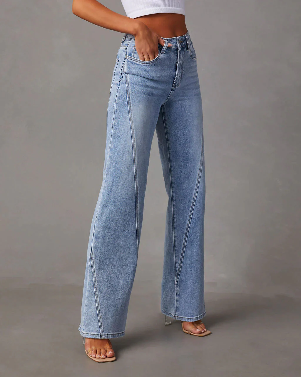 Rhian - Pantalon en Jean Large et Élégant