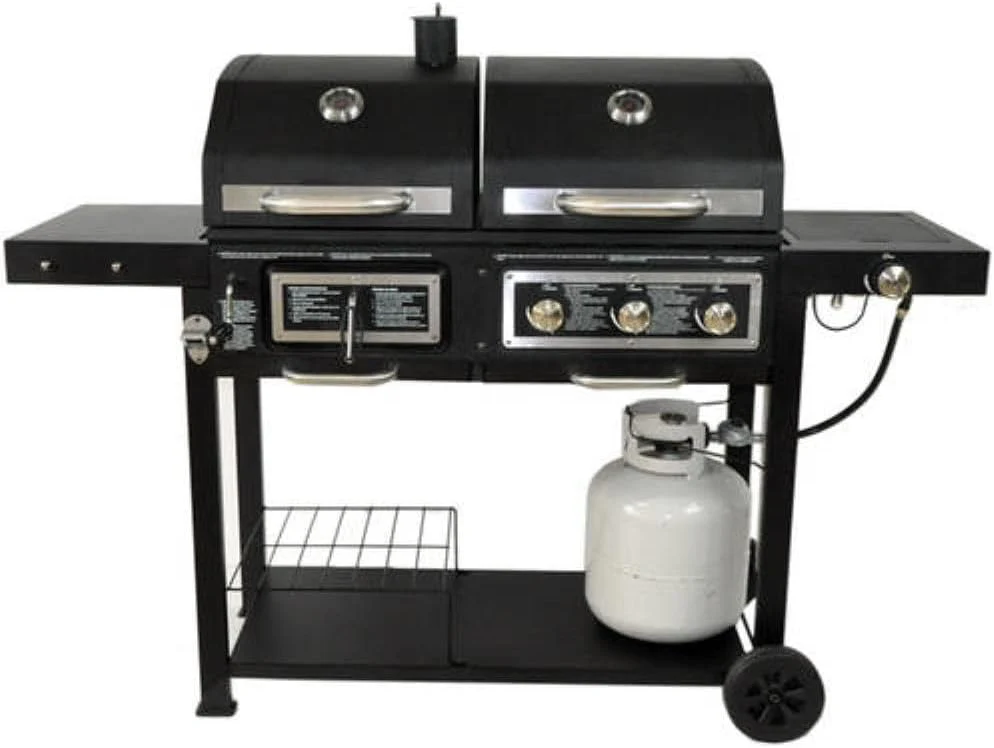 Barbecue mixte à charbon de bois et à gaz