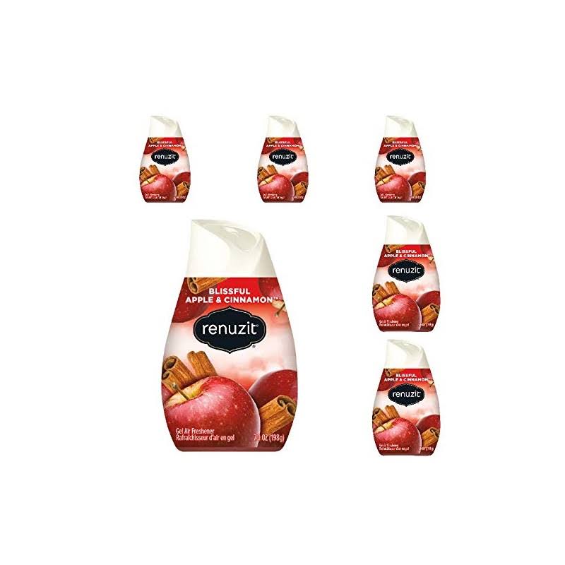 6 Renuzit Gel Air Freshener, Blissful Apple & Cinnamon, 7oz ea