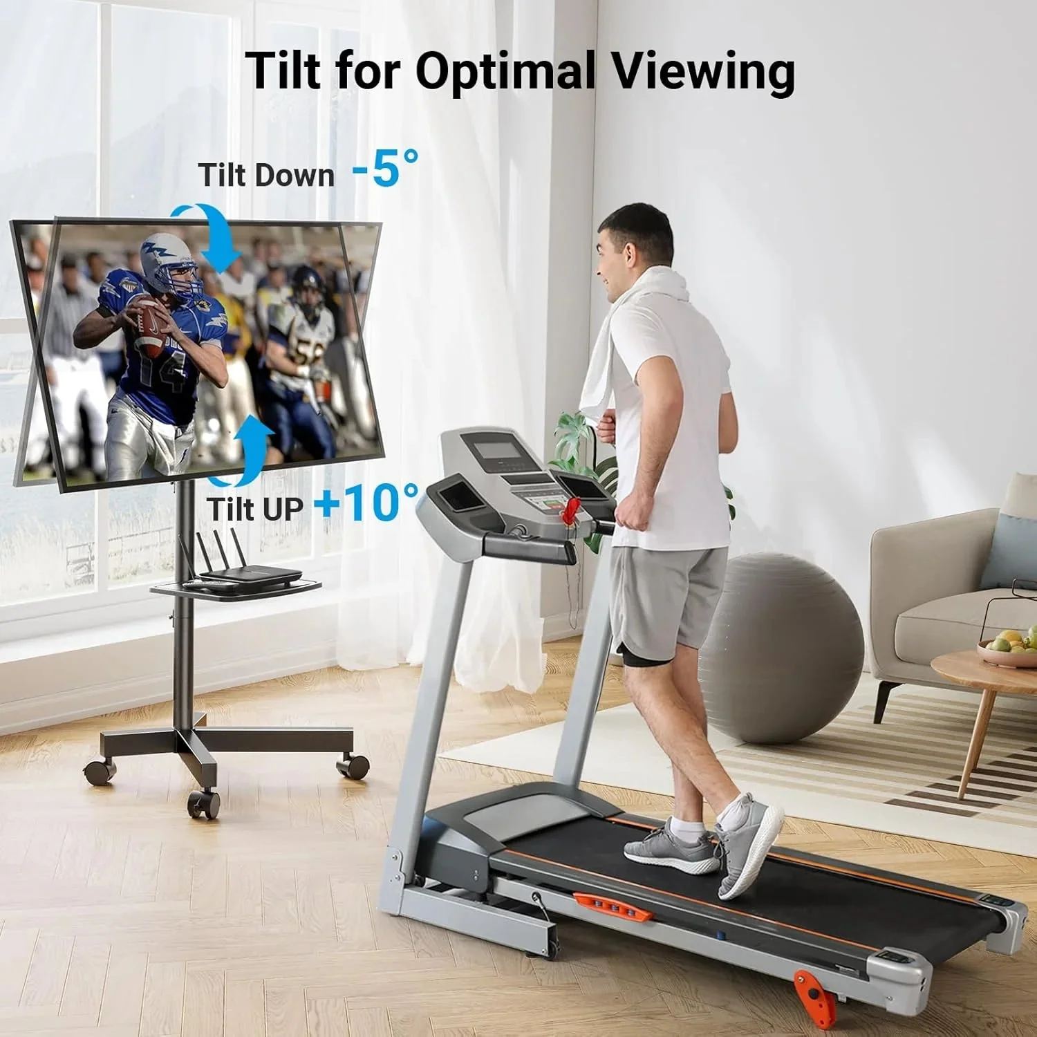 Perlesmith Mobile TV Stand for 23 60 Inch Lcd LED Flat Curved Panel Screen Tvs Tilt TV Cart Holds Up to 88LBS Portable Stand with Laptop She