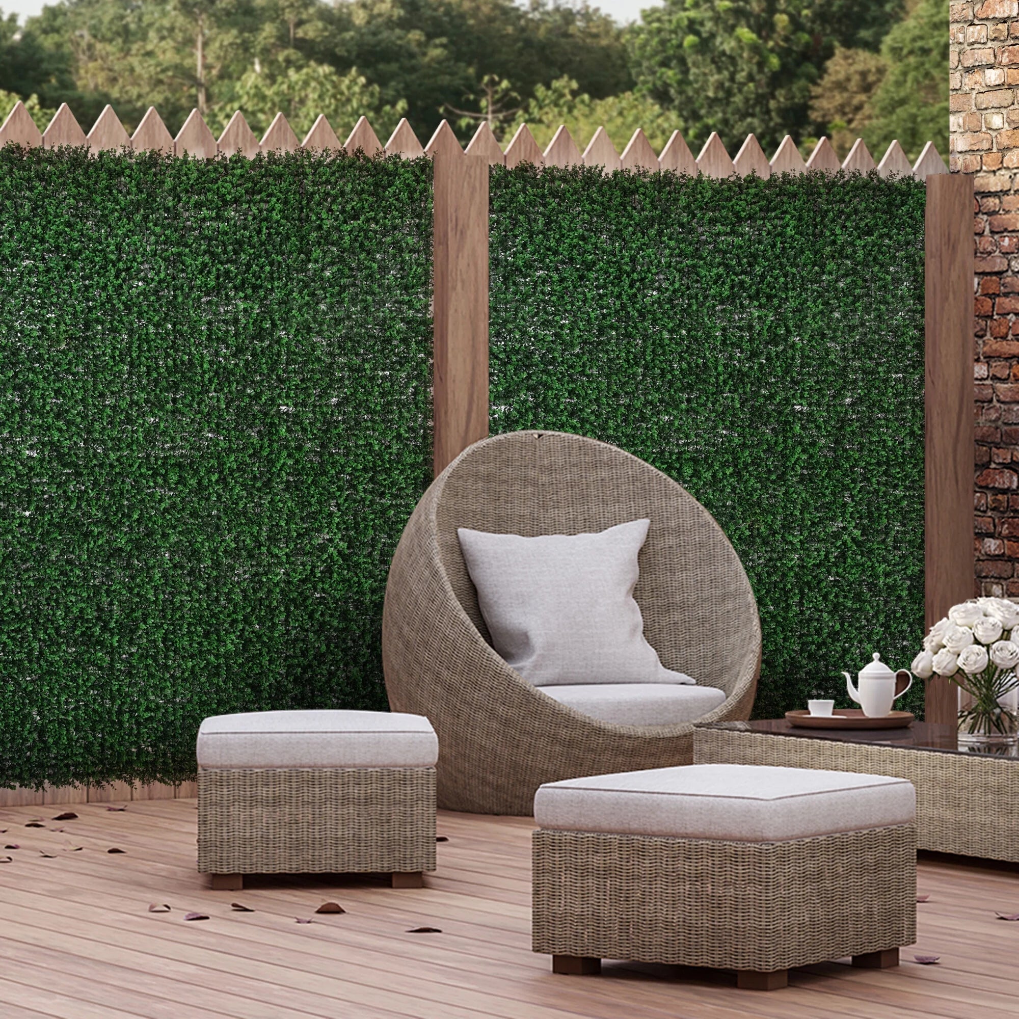 DUOSONG Outsunny Grass Wall Panels, 20 X 20 Artificial Grass Wall Decor,Greenery Backdrop Panels Wall For Outdoor, Indoor, Garden, Fence, Backyard, Fresh Green Green POLYETHYLENE Garden & Outdoor