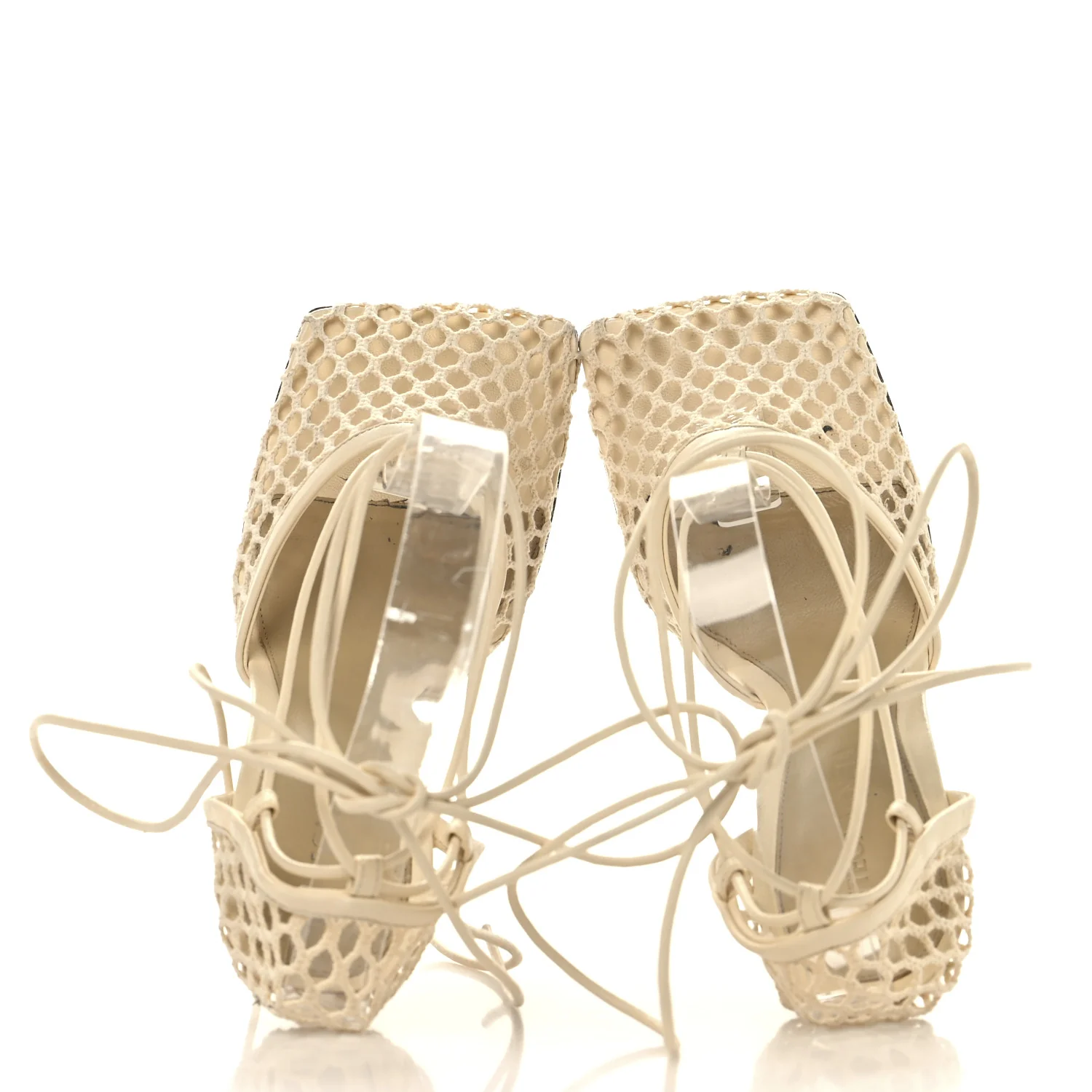 Mesh Nappa Stretch Ankle Tie Sandals 36 Toile