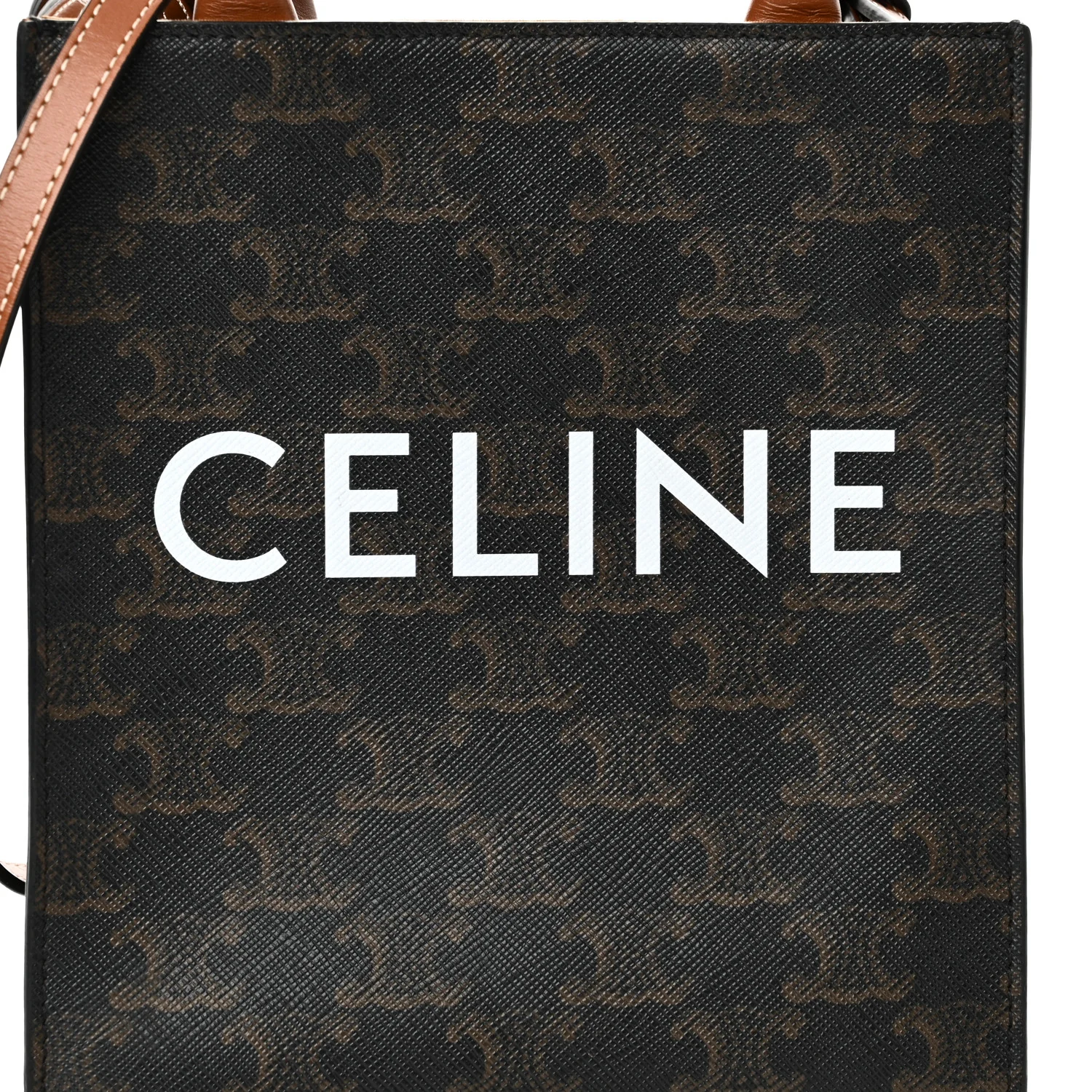 Triomphe Canvas Calfskin Mini Vertical Cabas Tan