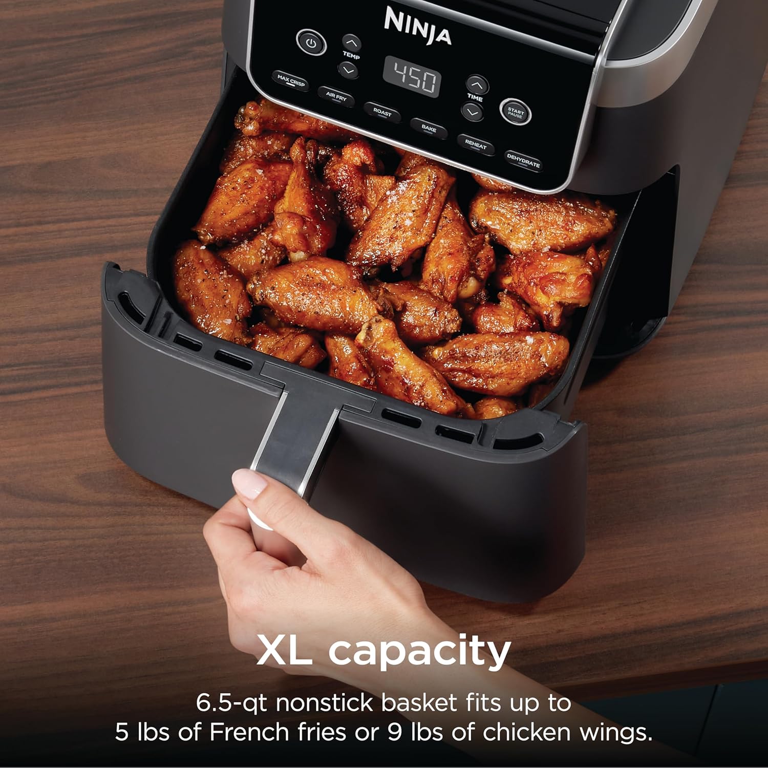 Ninja Air Fryer XL with MaxCrisp, 6.5 Qt, 6-in-1, Grey, AF181