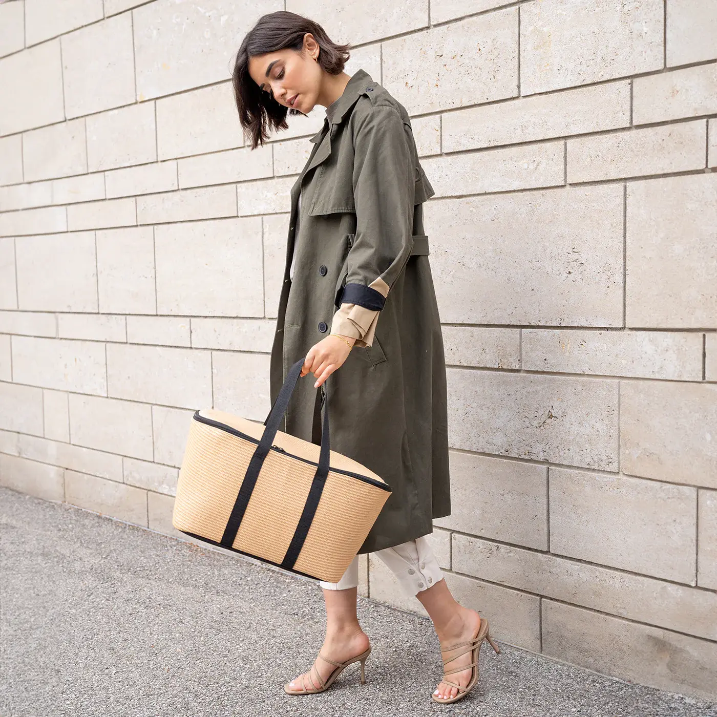 coolerbag raffia black