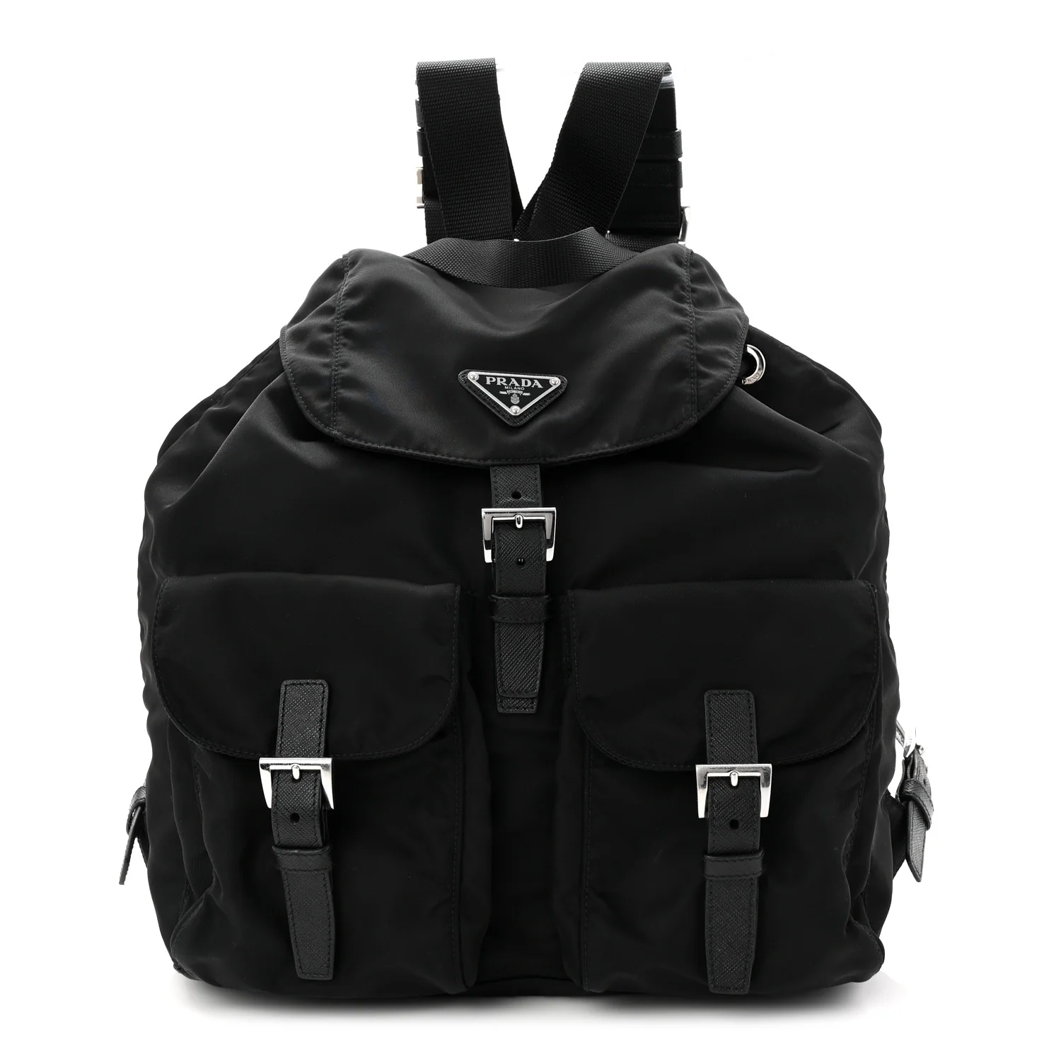 Tessuto Nylon Saffiano Medium Backpack Black