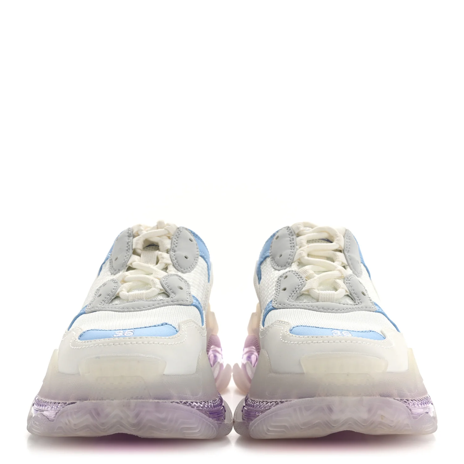 Fabric Mesh Clear Sole Womens Triple S Sneakers 36 Light Blue Grey Lilac White