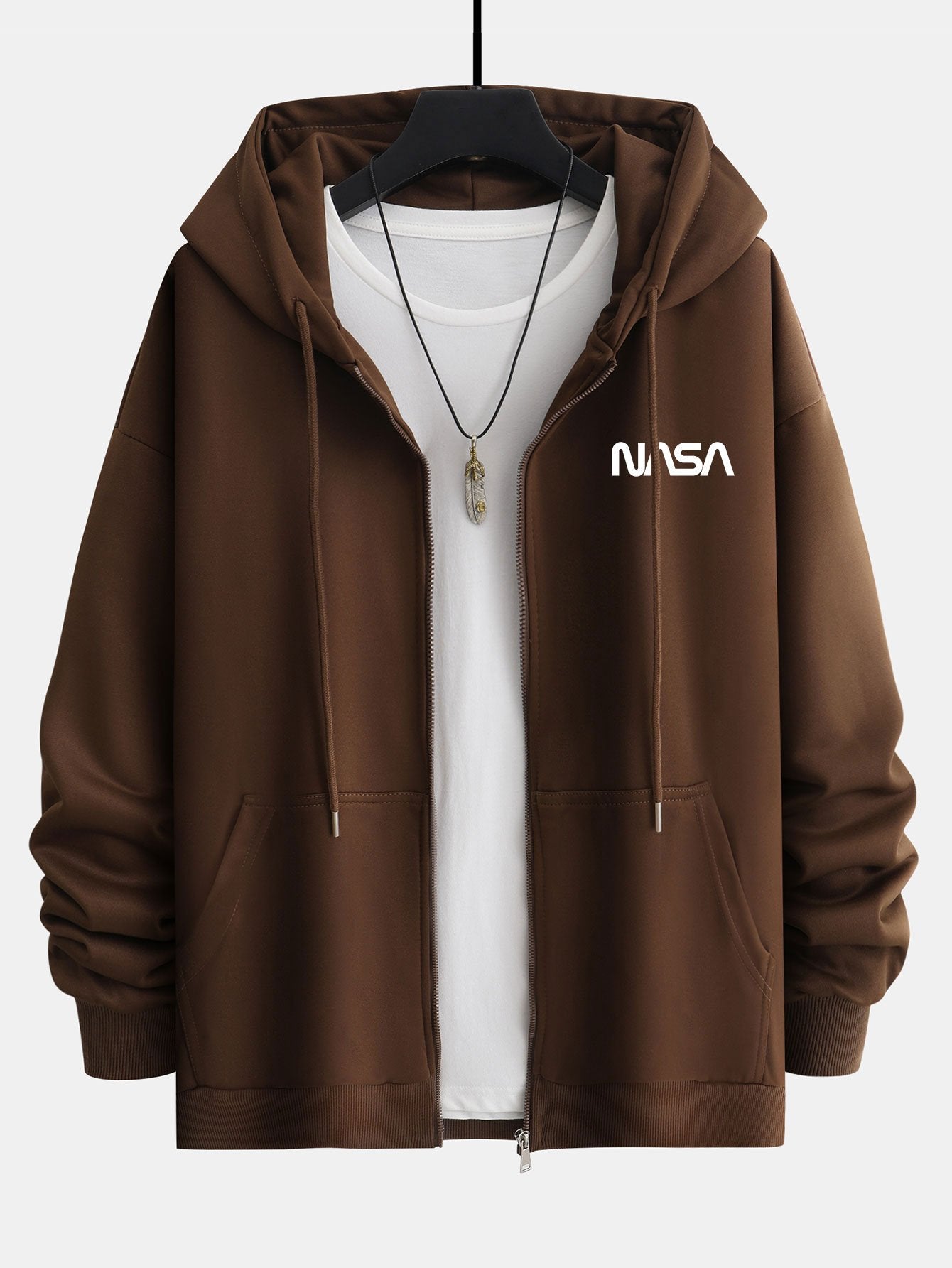 Sweat à capuche zippé NASA Print Relax Fit
