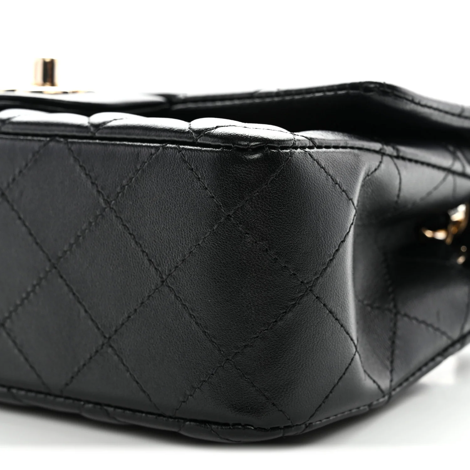Lambskin Quilted Mini Rectangular Flap Black