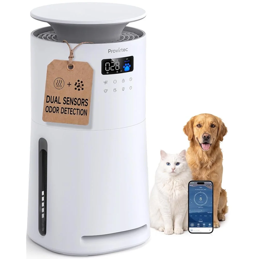 Provirtec Air Purifier for Home Pets, Dual Sensors, Dual Air Quality Lights