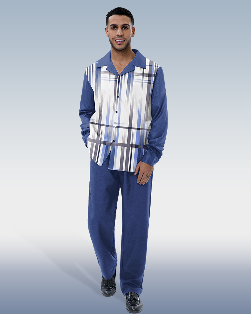 Costume deux pièces à rayures dégradées pour homme Suitmens, manches longues, réf. 002