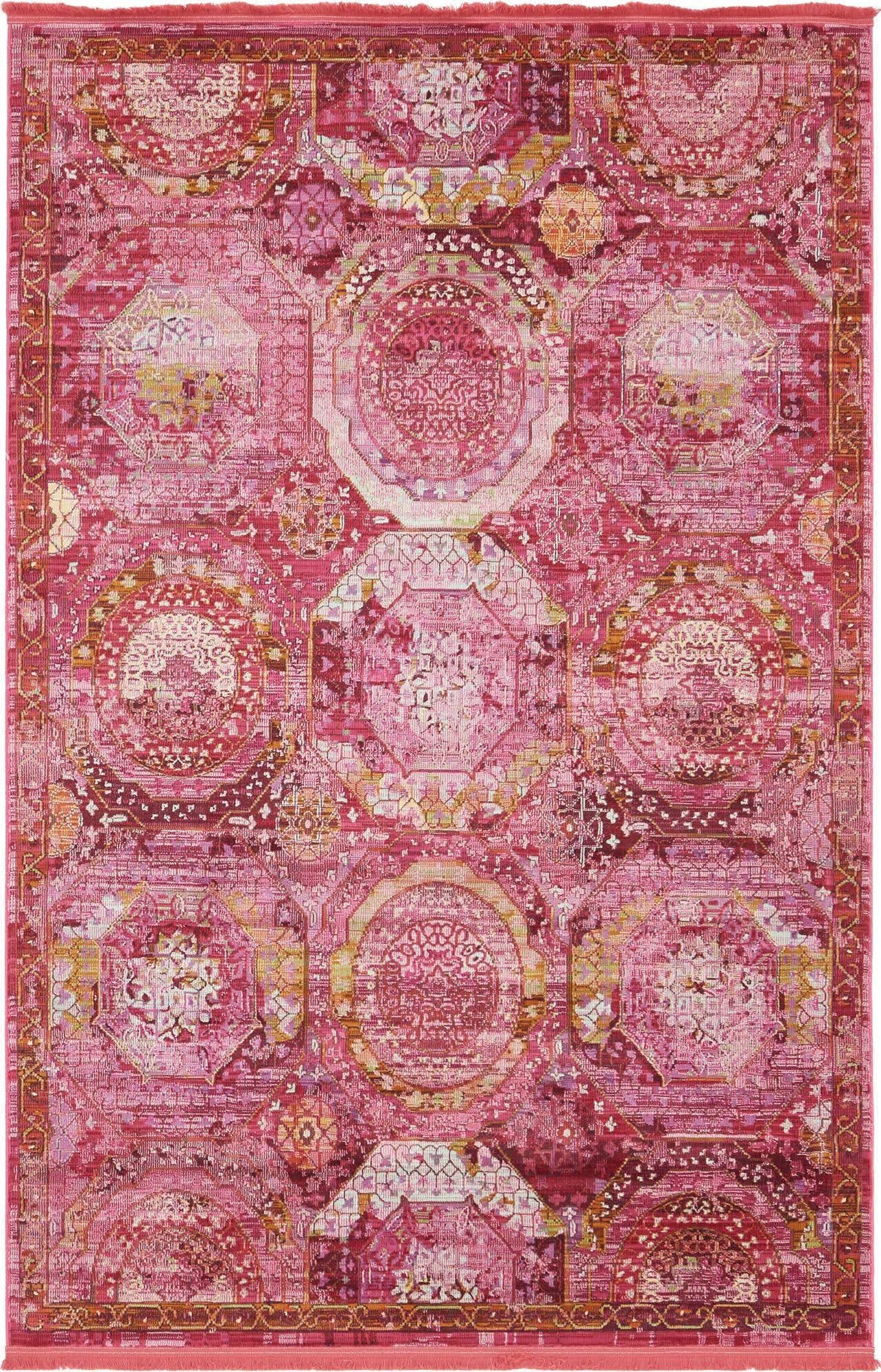 Unique Loom 4 ft. 3 in. x 6 ft. Coppelia Baracoa Rectangular Rug, Pink