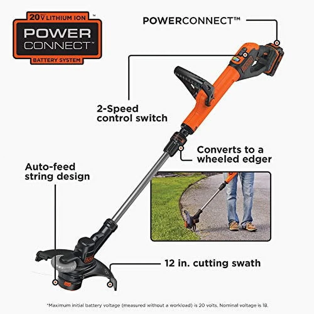 Beyond by BLACK+DECKER 20V MAX String Trimmer / Edger, 12 - Inch (LST522E1AEV)