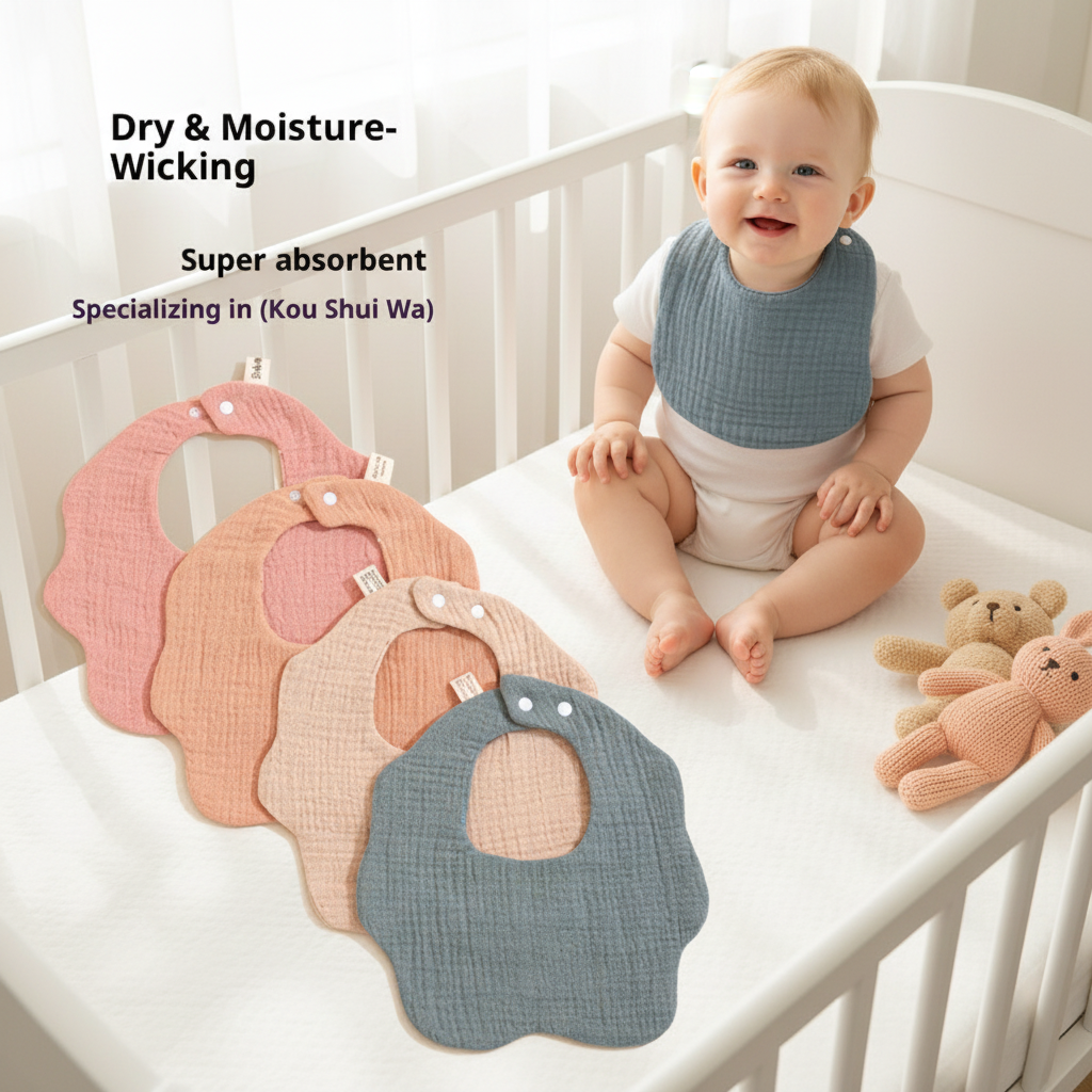 Breathable Skin Friendly Newborn Saliva Towel 360 Degree Rotating Cotton Petal Bib for Infant Daily Wear Accessory