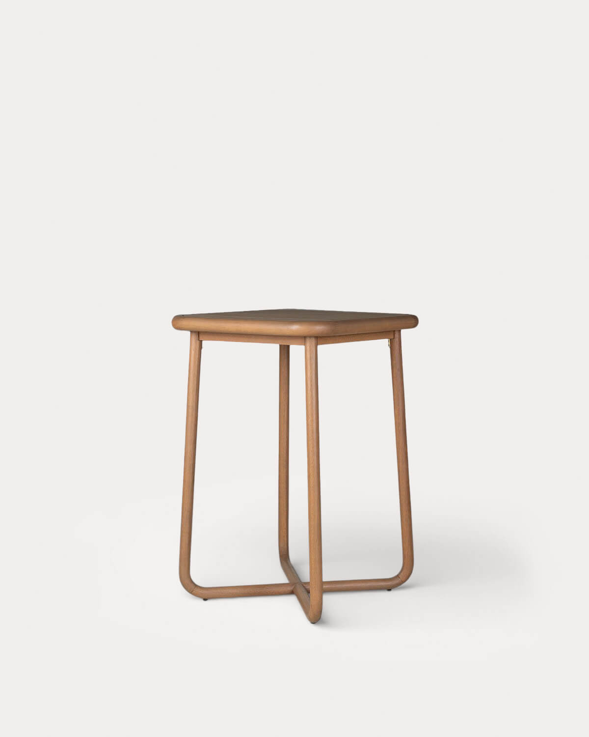 Elnes - Set de Mesa Alta de Comedor (70x70 cm) y 4 Taburetes Altos de Madera de Eucalipto y Tela Elnes