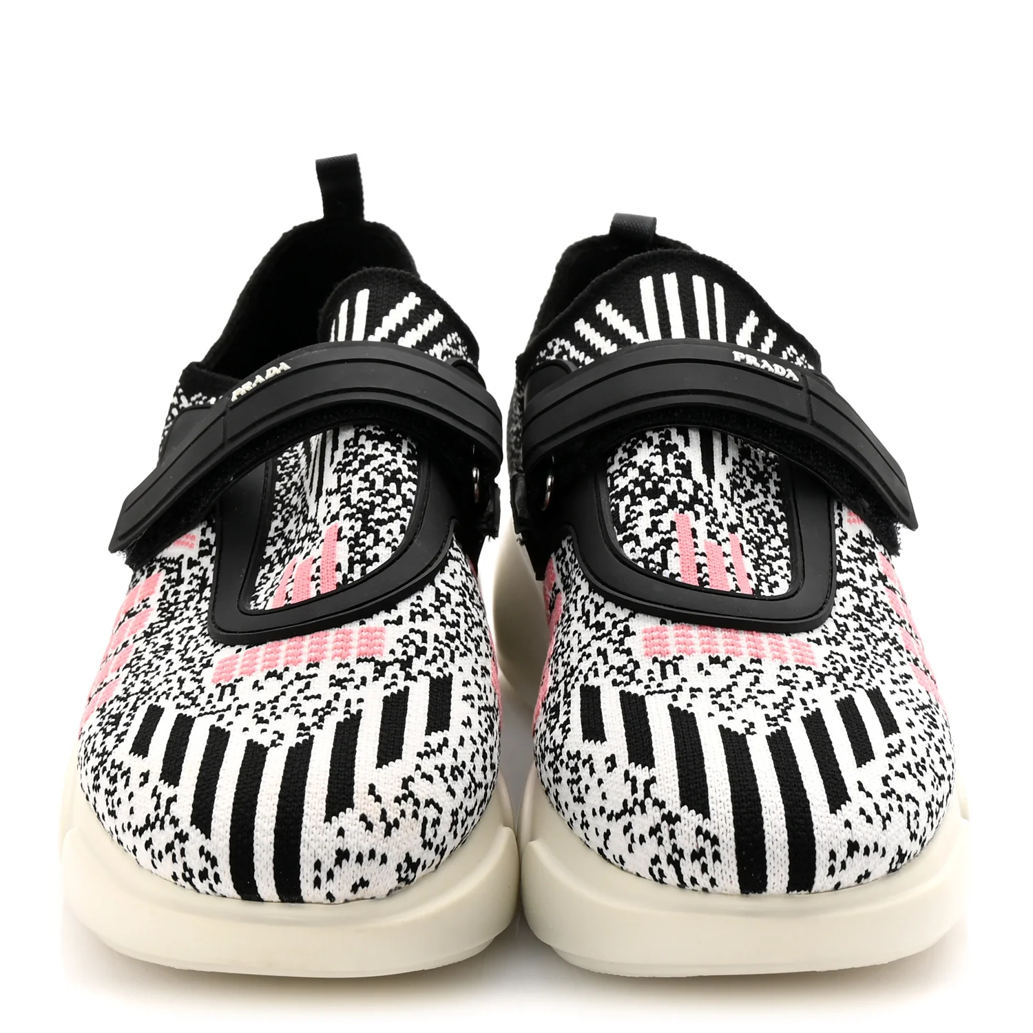 Rubber Knit Printed Fabric Cloudbust Air Sneakers 37 White Pink Black