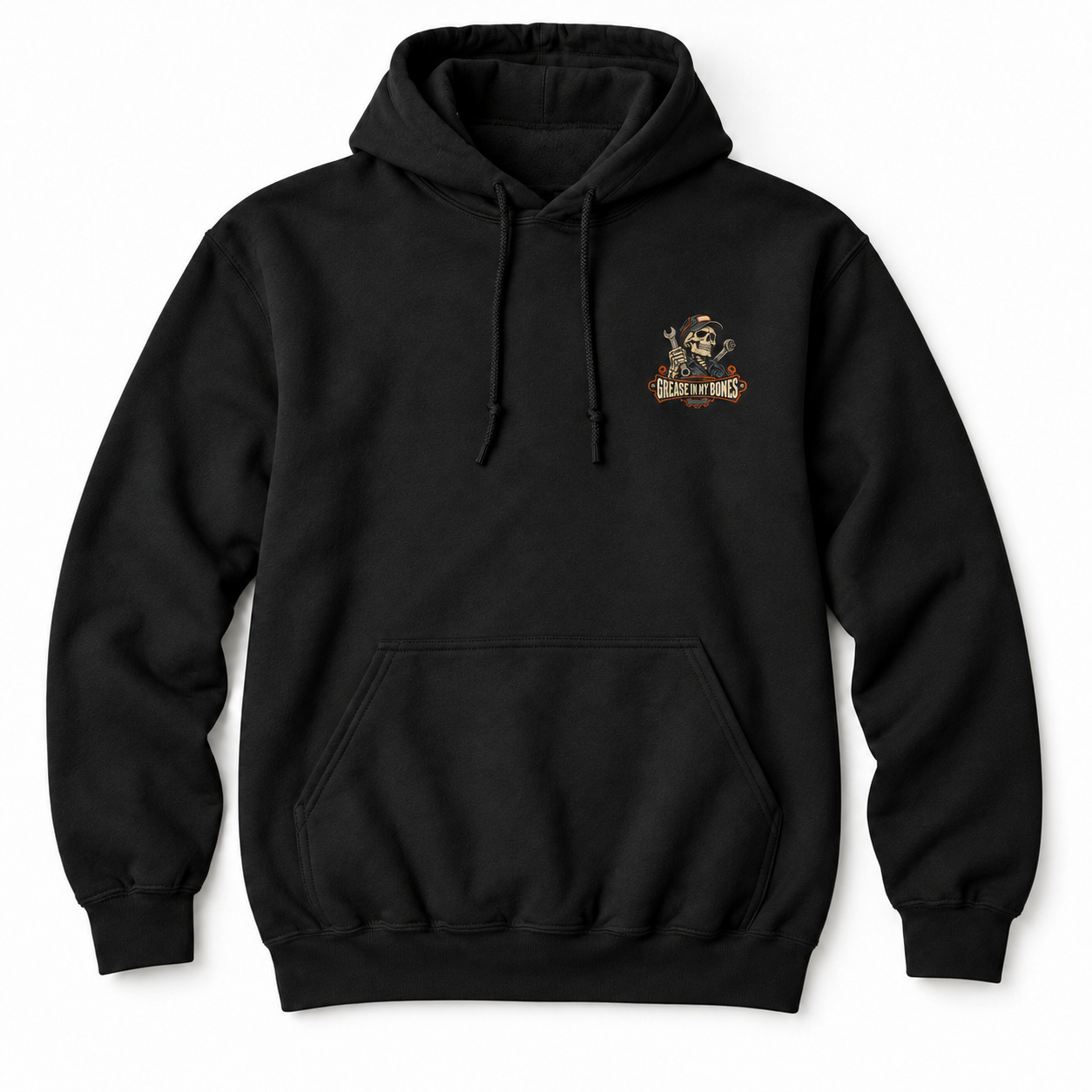 Grease in My Bones Chest Print Hoodie