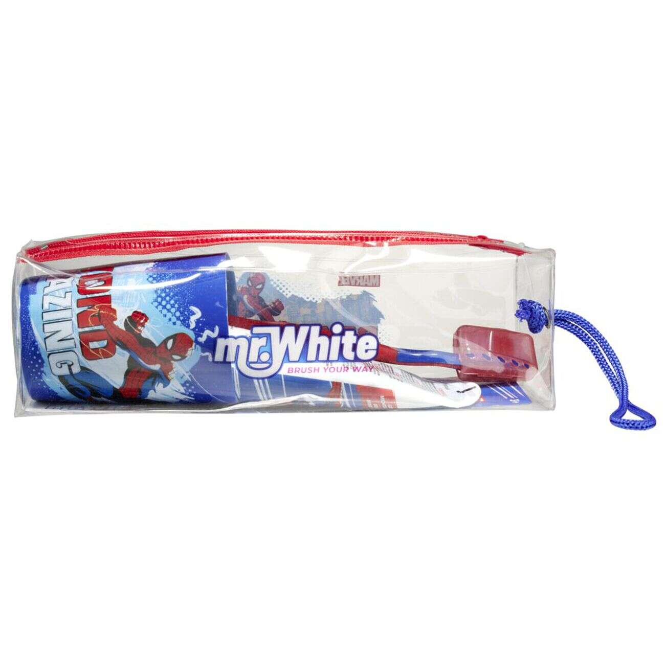 Gobelet brosse à dents dentifrice Spiderman dans trousse