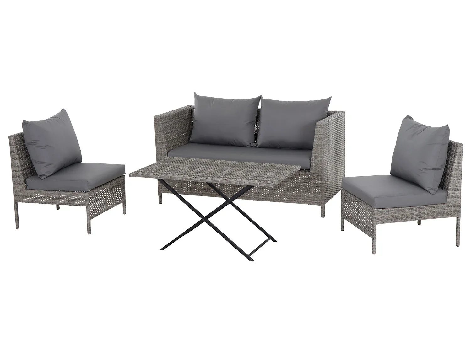 Gardamo Ensemble de jardin Vigo Lounge, 4 pices, gris