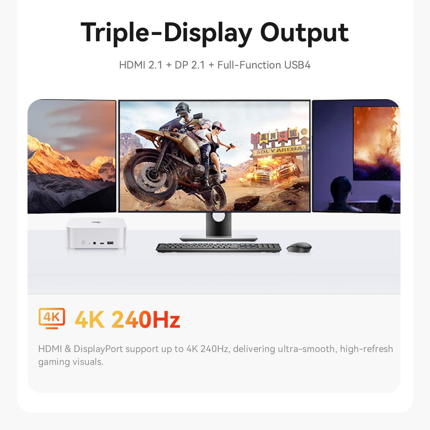 Beelink SER9 MAX Mini PC  AMD Ryzen 7 H 255(4nm  8C/16T) up to 4.9GHz  Mini Computer 64GB DDR5 RAM 1TB M.2 NVME SSD  Desktop PC 4K@240Hz Triple Display/USB4/WiFi6/BT5.2/10Gbps/W-11 Pro