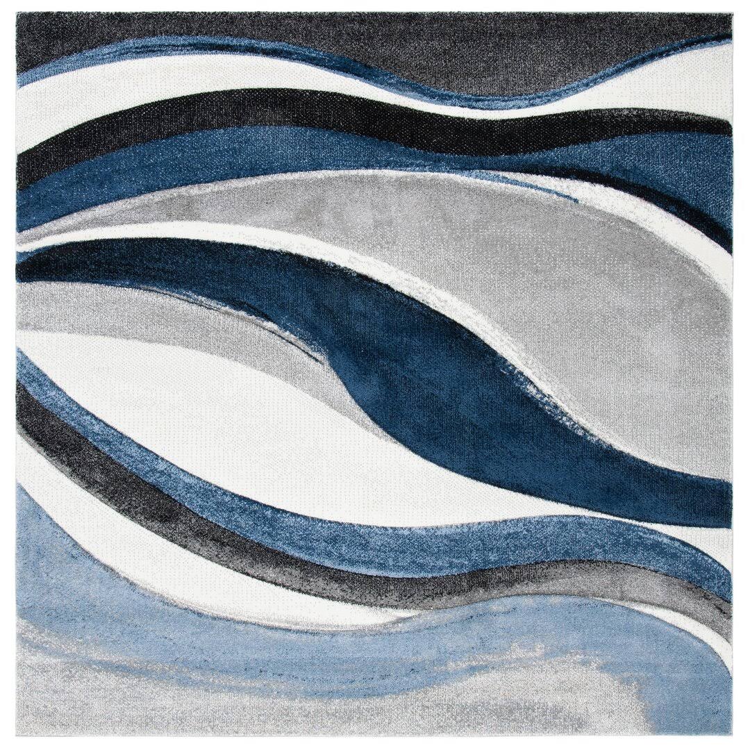 Tornillo Abstract Gray/Blue Area Rug Orren Ellis Rug Size Square 4'