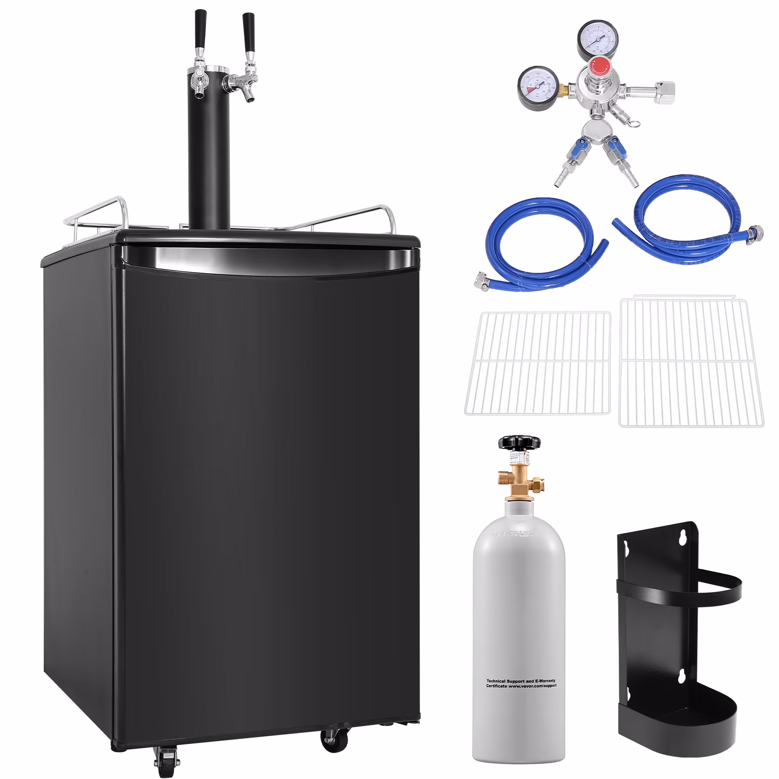 Draft Beer Dispenser Beer Kegerator Full Size Keg Refrigerator Dual Tap