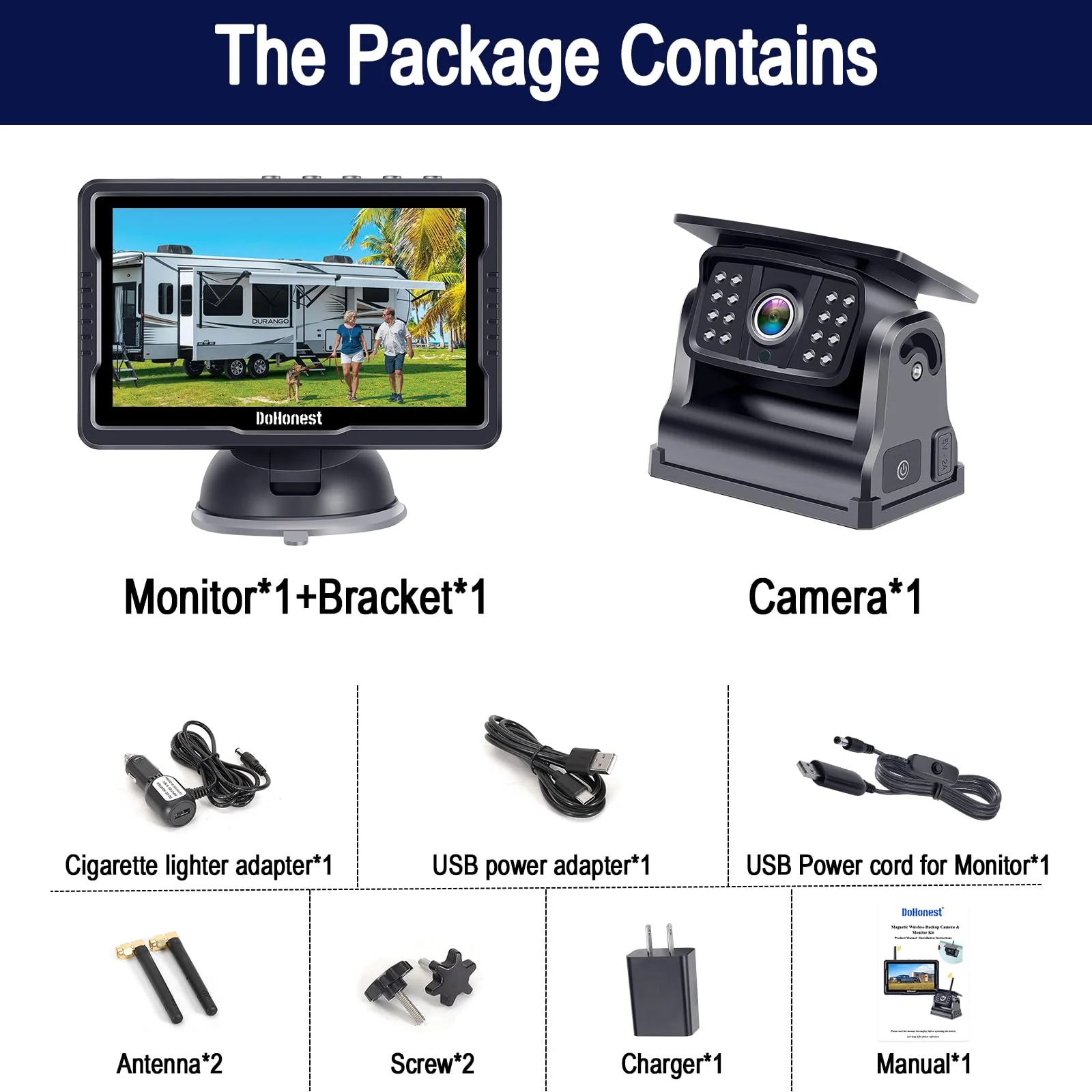 DoHonest 5 Inch Wireless Backup Camera for Car RV Camper
