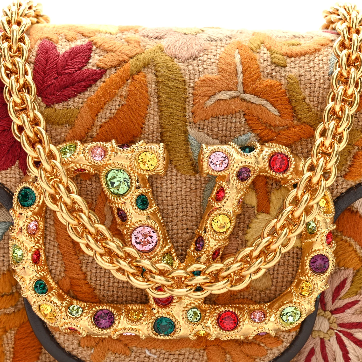 Fabric Karung Crystal Embroidered Vlogo Small Loco Shoulder Bag Multicolor