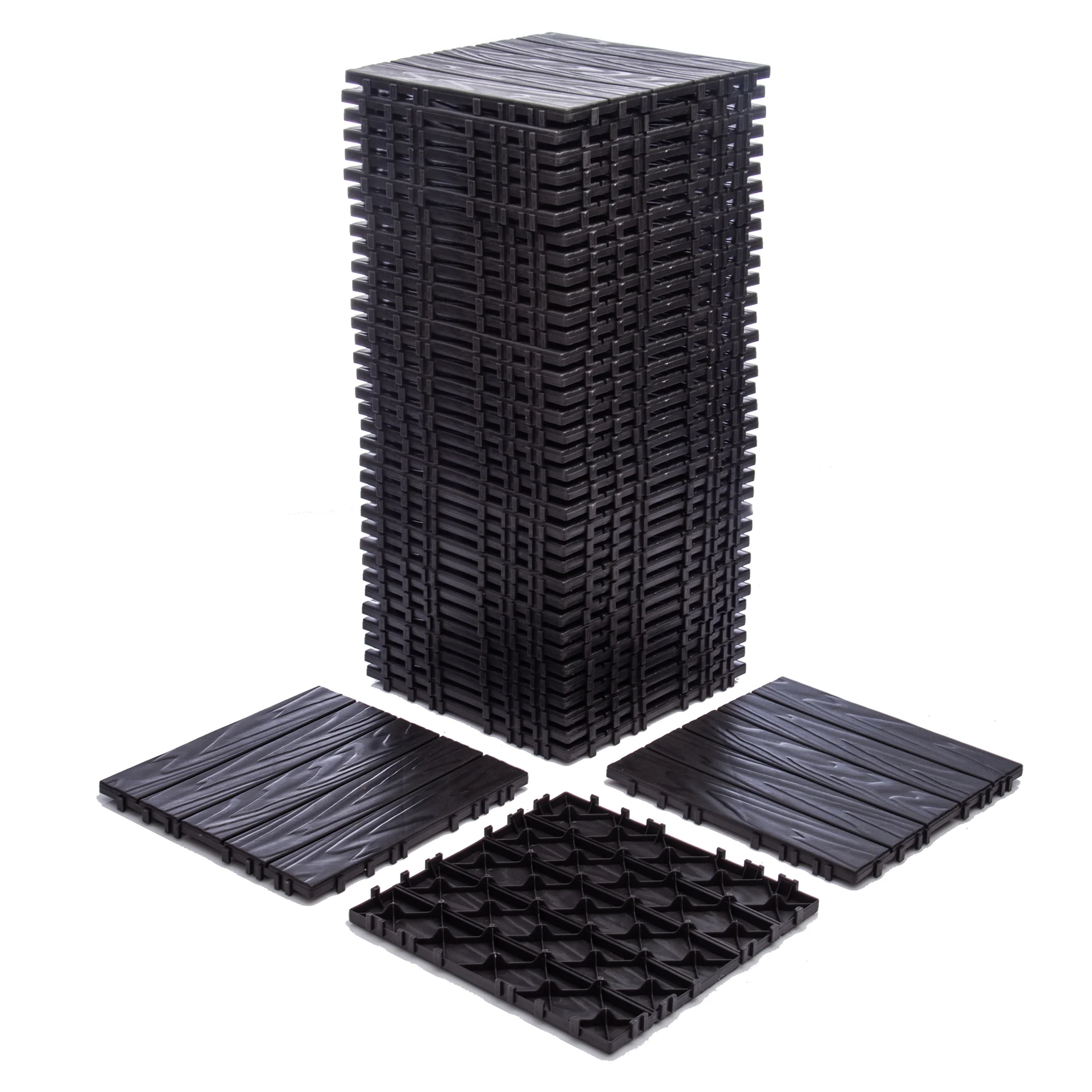 76-Pack Plastic Interlocking Deck Tiles 68.80 Sq.Ft Outdoor Plastic Flooring Super Durable Waterproof All-Weather Indoor/Outdoor(Gray) - Image 4